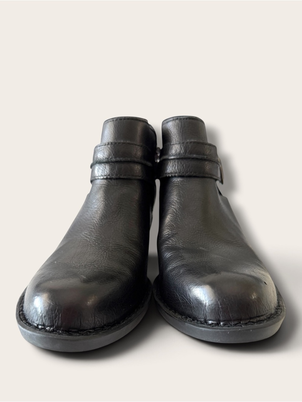 Born Black Leather Women's Ankle Booties with Buckle Strap - Picture 4 of 9